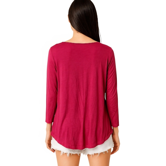 Soho Deep Red Crisscross V-Neck Blouse - Picture 2 of 7